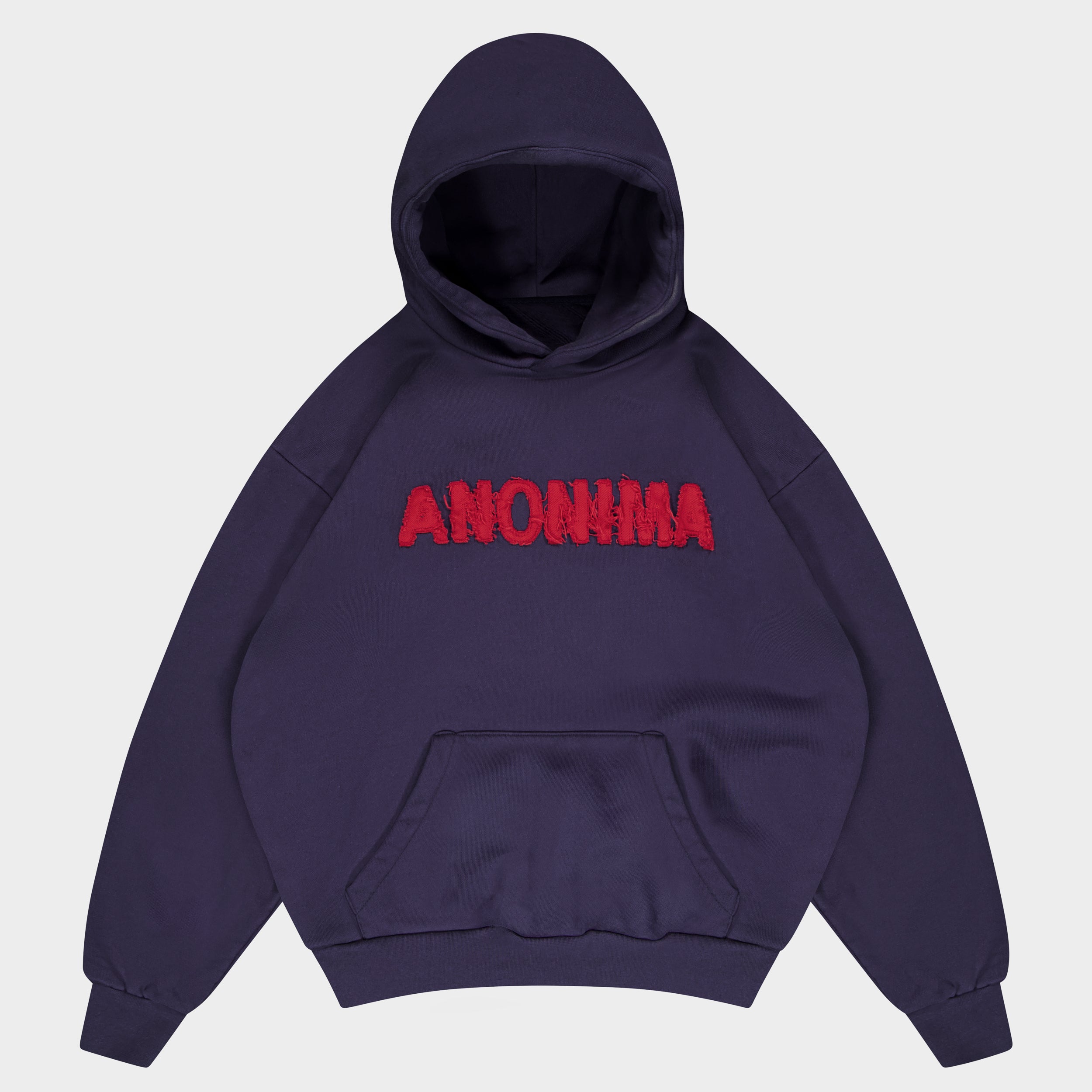 Navy Blue Anonima Hoodie in Flat Lay