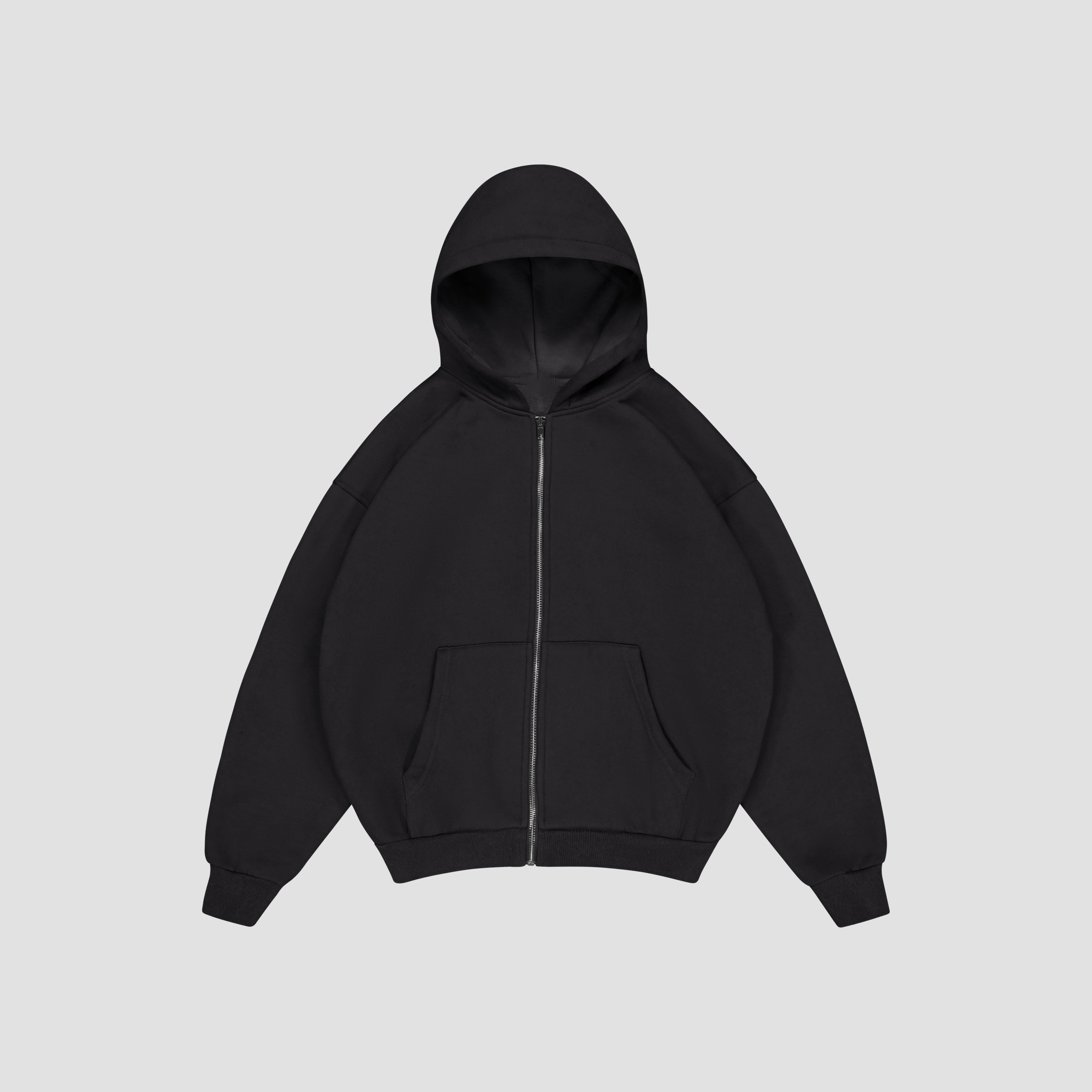 Black hoodie on a light gray background