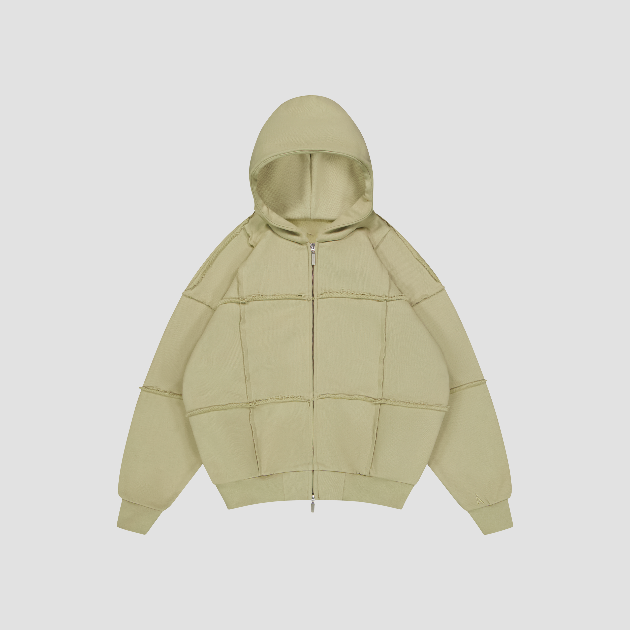 Moss Green Edge Zip-up Hoodie