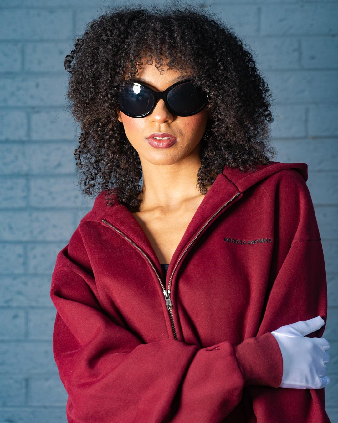 Anonima Zip-Up Hoodie - Velvet Wine