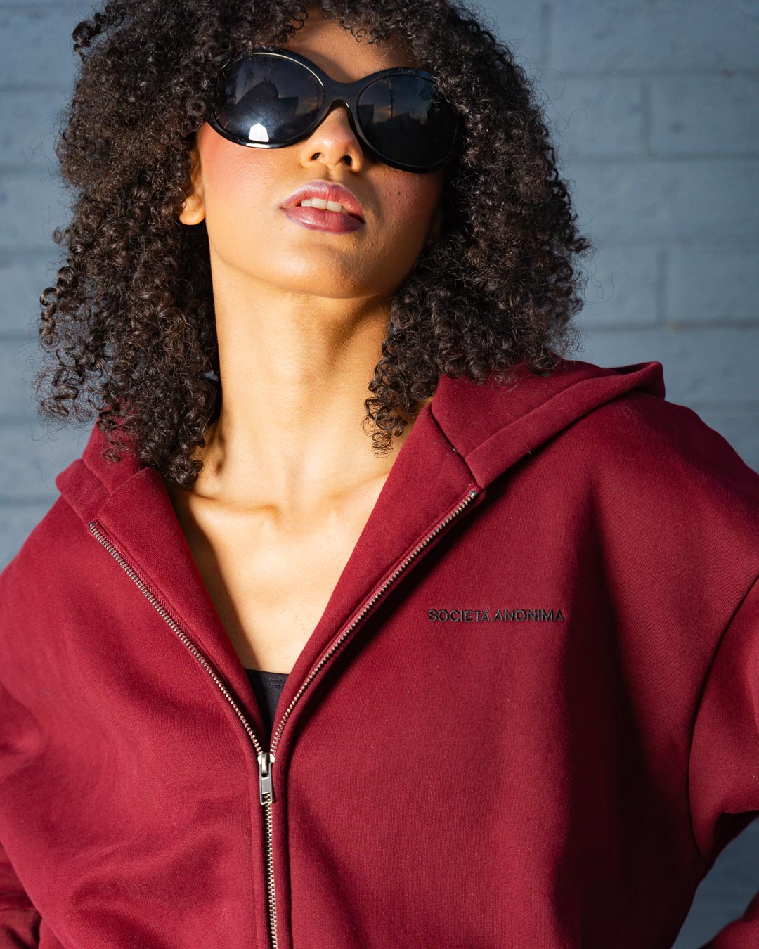 Anonima Zip-Up Hoodie - Velvet Wine