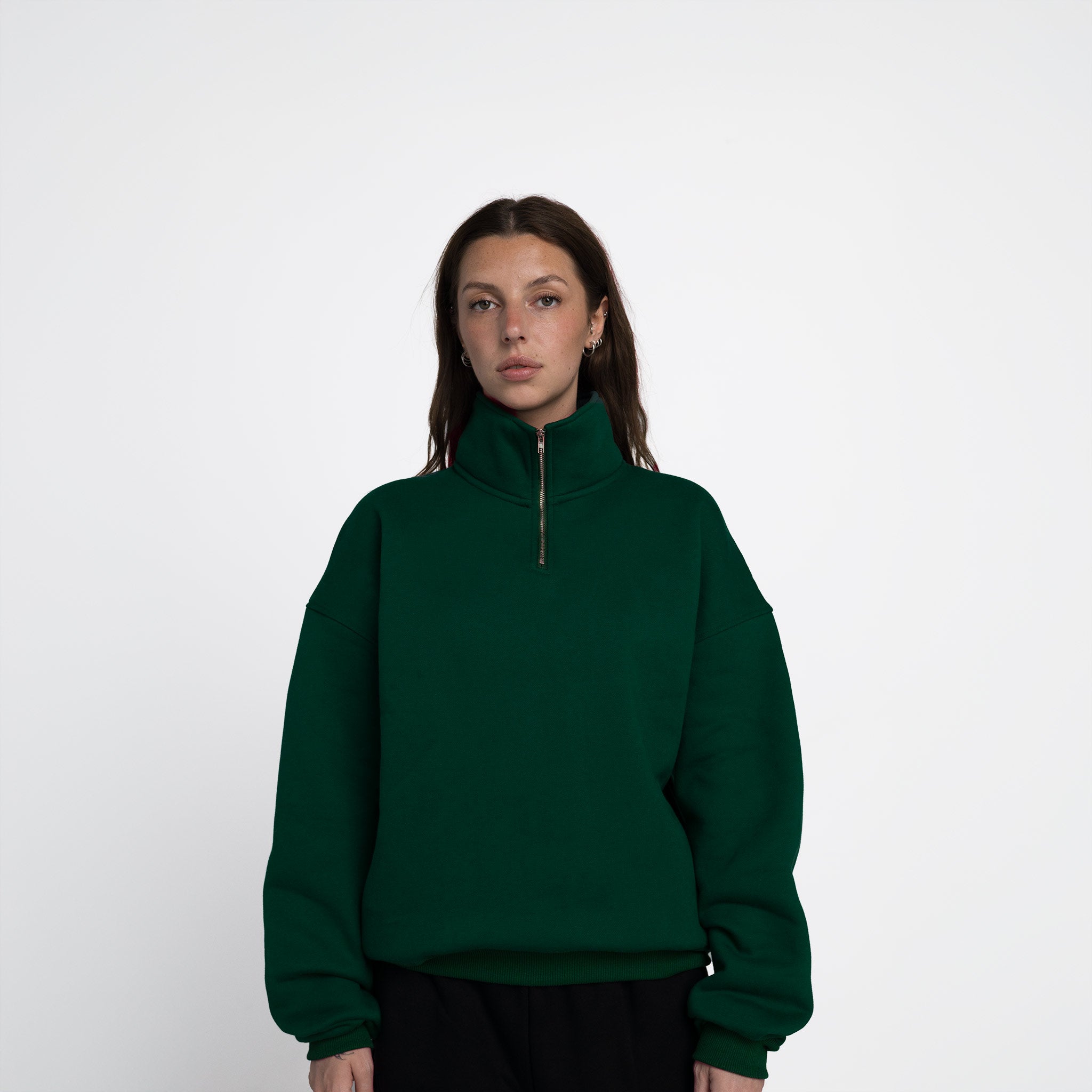 Societa Anonima British racing green quarter zip sweater