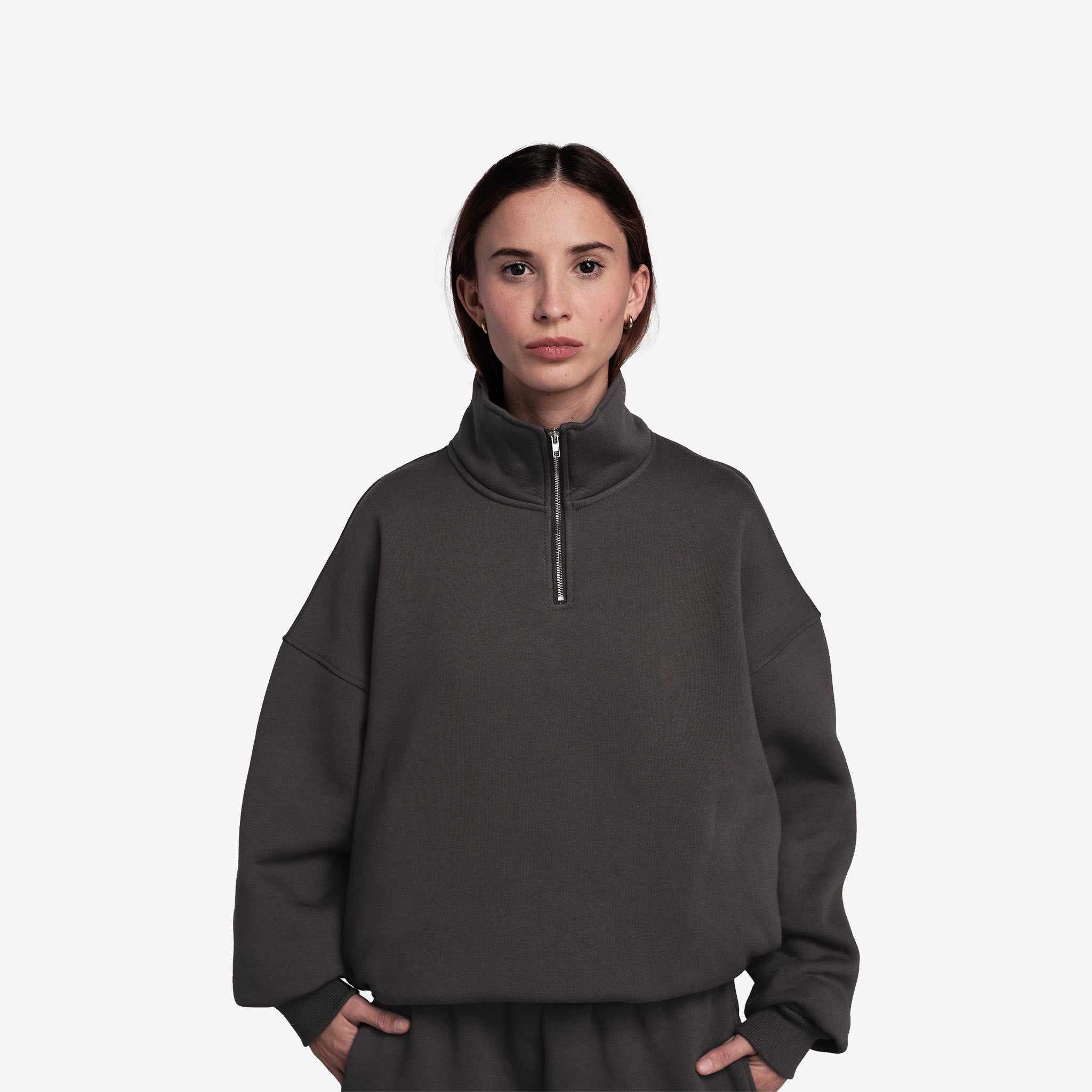 Societa Anonima shadow grey quarter zip sweater