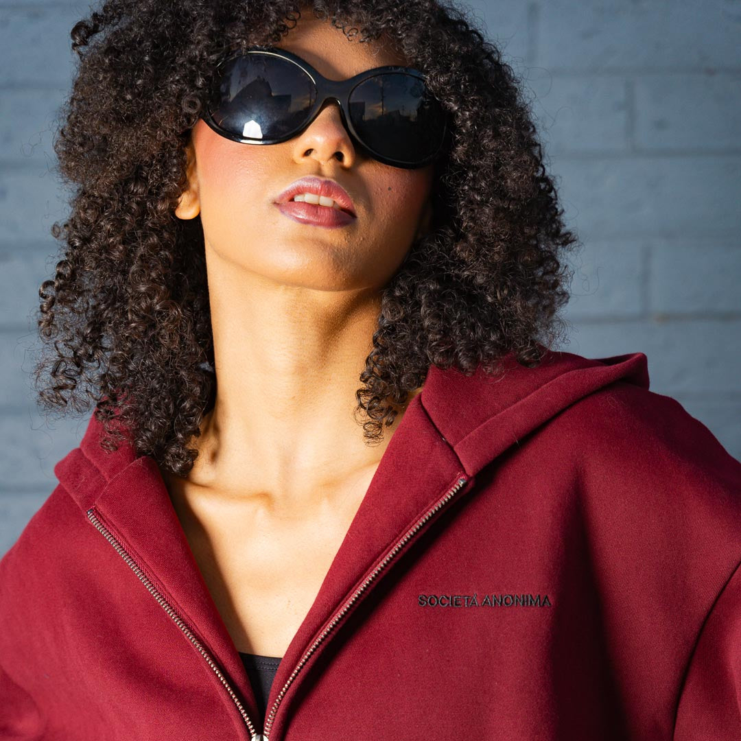 Velvet Wine Zip-up Hoodie