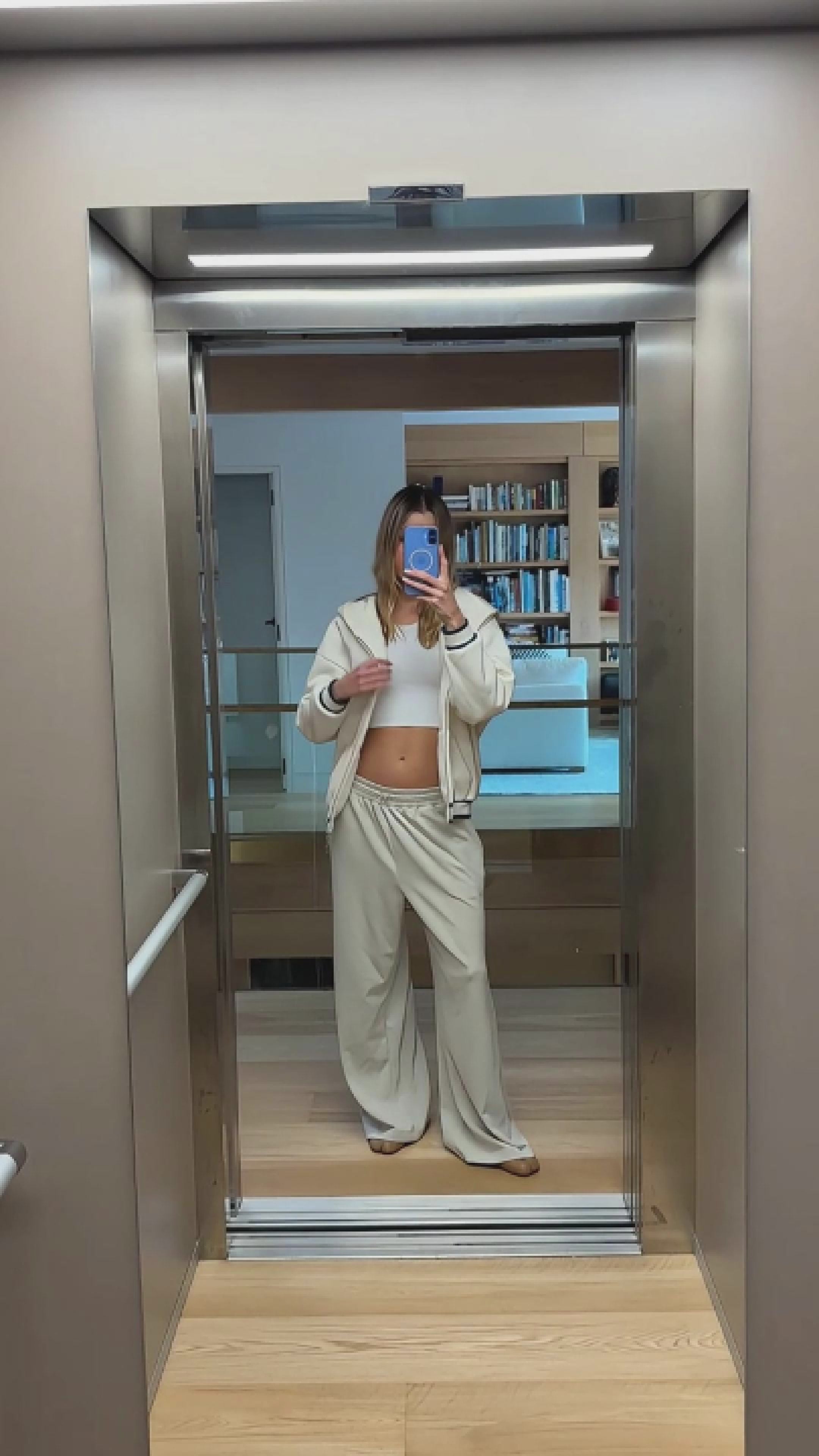 Anonima Zip-Up Hoodie - Ivory with Navy